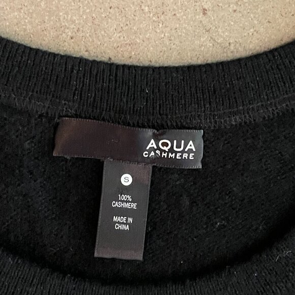 Aqua Cashmere Black Crew Neck Cold Open Shoulder Sweater-Small - Picture 2 of 7